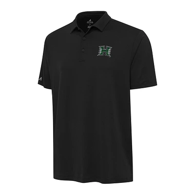 Men's Antigua Black Hawaii Rainbow Warriors Reprocess Polo