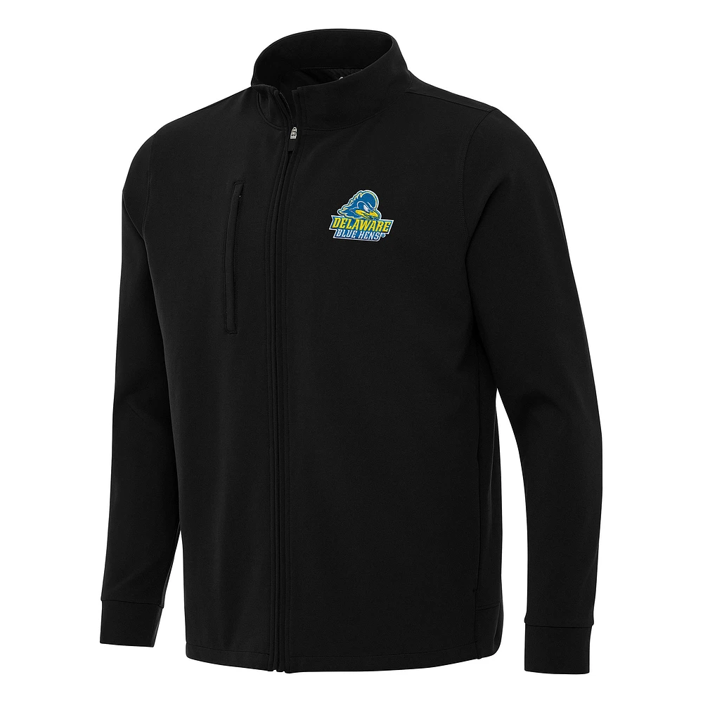 Men's Antigua Black Delaware Fightin' Blue Hens Regard Full-Zip Jacket