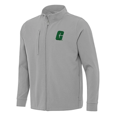 Men's Antigua Gray Charlotte 49ers Regard Full-Zip Jacket