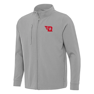 Men's Antigua Gray Dayton Flyers Regard Full-Zip Jacket