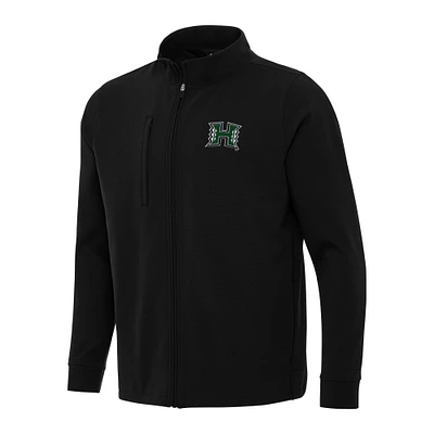 Men's Antigua Black Hawaii Rainbow Warriors Regard Full-Zip Jacket