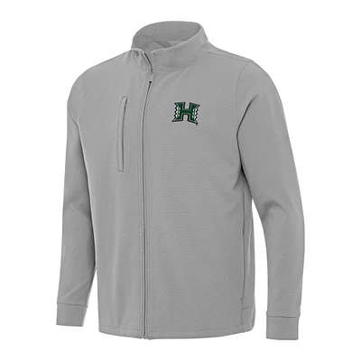 Men's Antigua Gray Hawaii Rainbow Warriors Regard Full-Zip Jacket