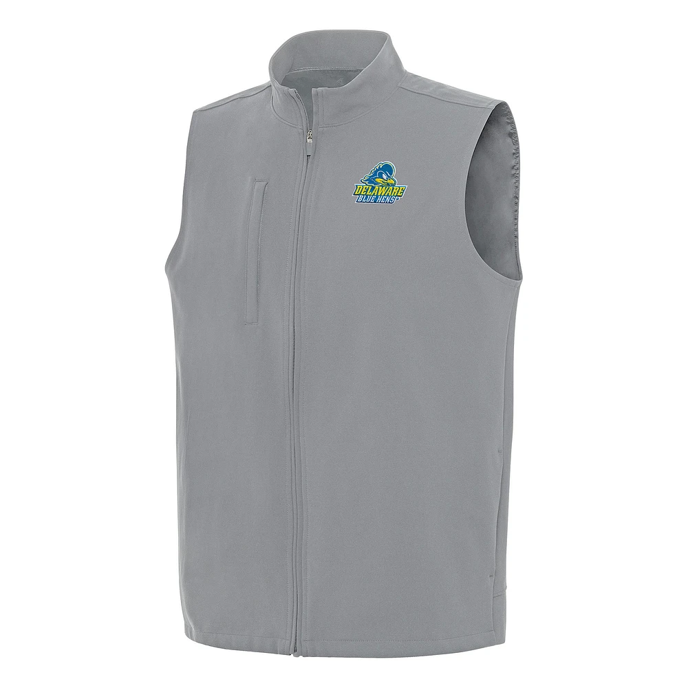 Men's Antigua Gray Delaware Fightin' Blue Hens Regard Full-Zip Vest