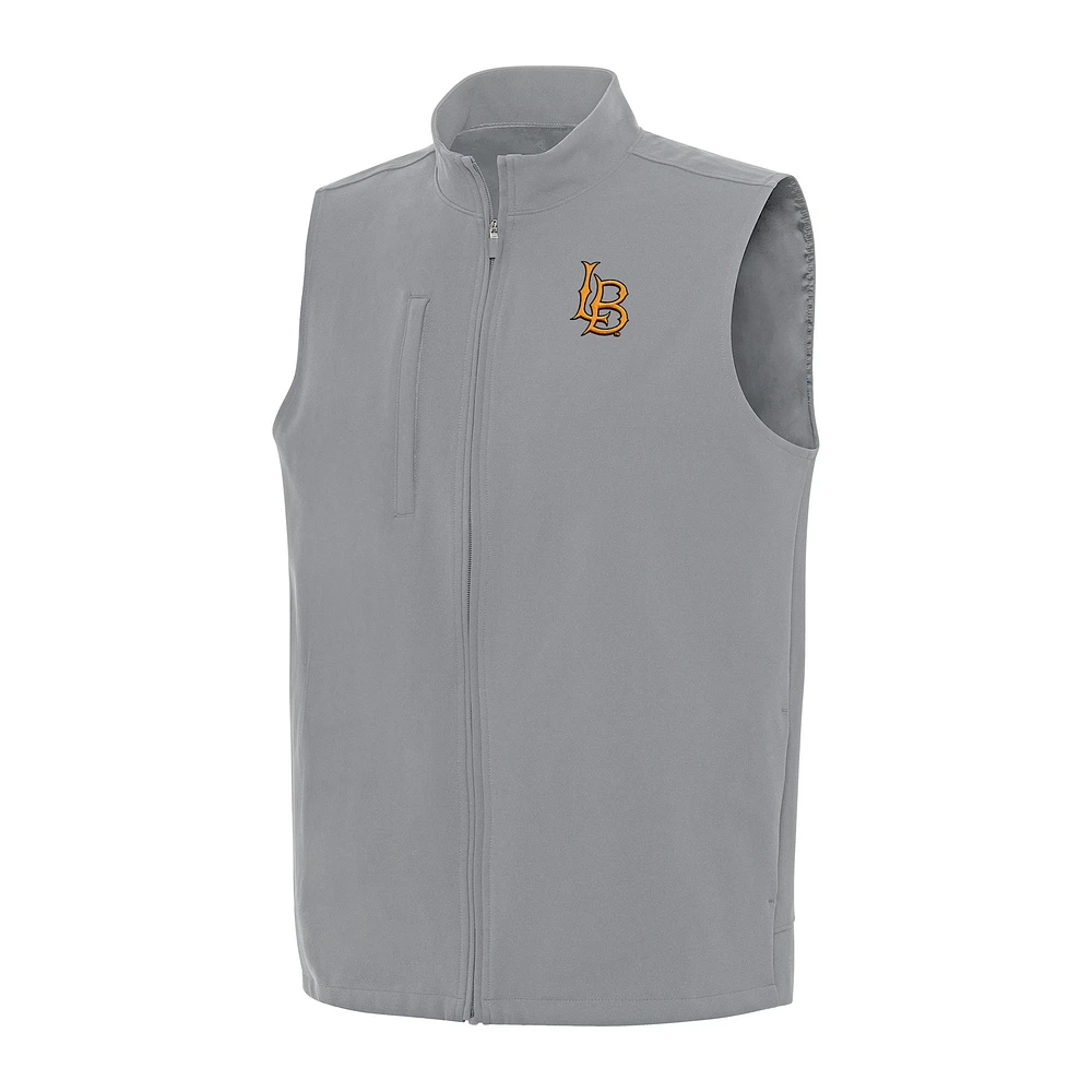 Men's Antigua Gray Cal State Long Beach The Regard Full-Zip Vest