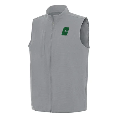 Men's Antigua Gray Charlotte 49ers Regard Full-Zip Vest