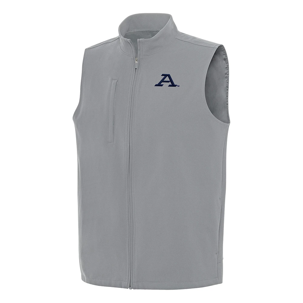Men's Antigua Gray Akron Zips Regard Full-Zip Vest