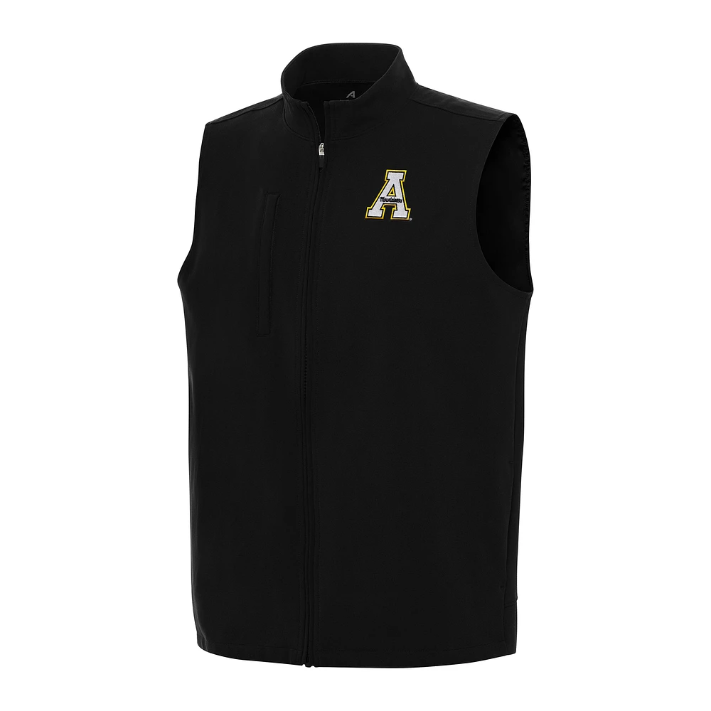 Men's Antigua Black Appalachian State Mountaineers Regard Full-Zip Vest
