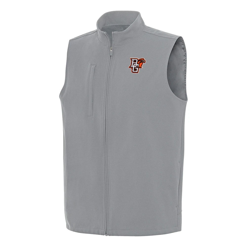 Men's Antigua Gray Bowling Green St. Falcons Regard Full-Zip Vest