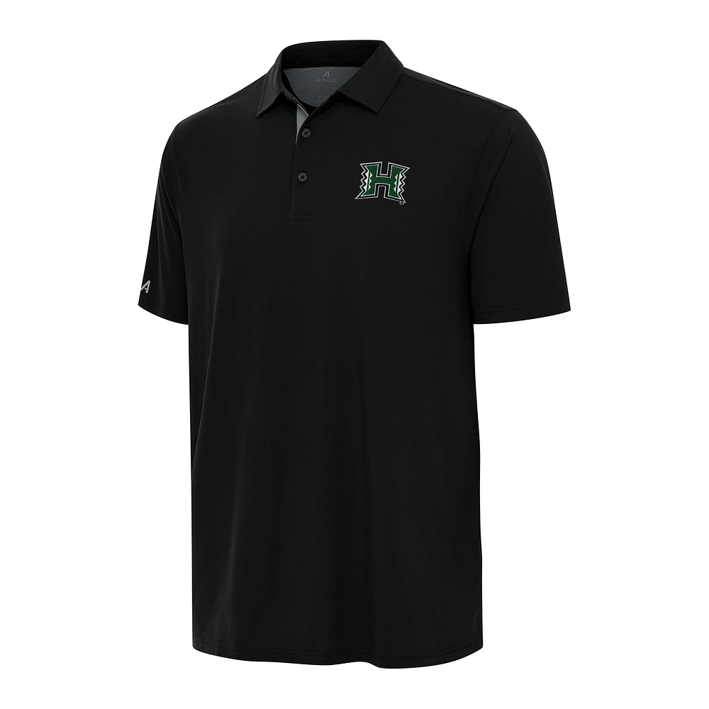 Men's Antigua Black/Gray Hawaii Rainbow Warriors Era Polo