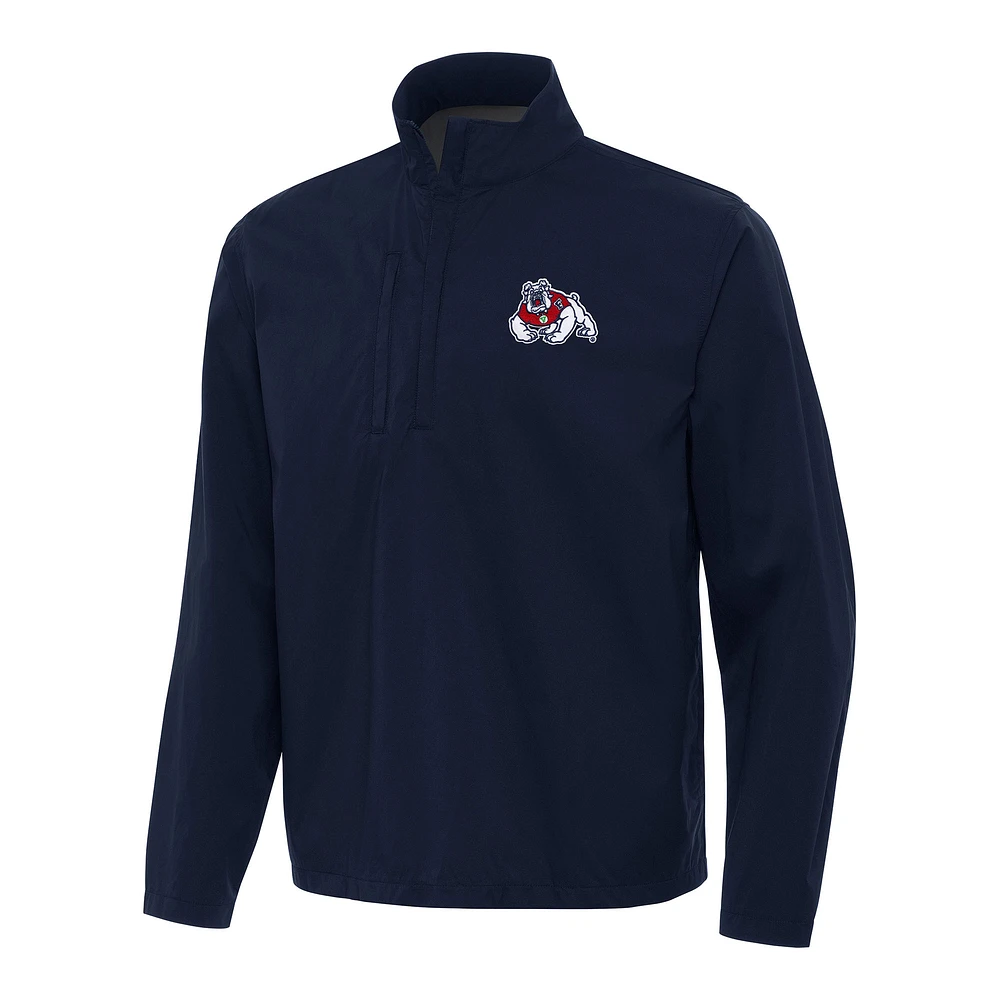 Men's Antigua Navy Fresno State Bulldogs Brisk Quarter-Zip Windbreaker