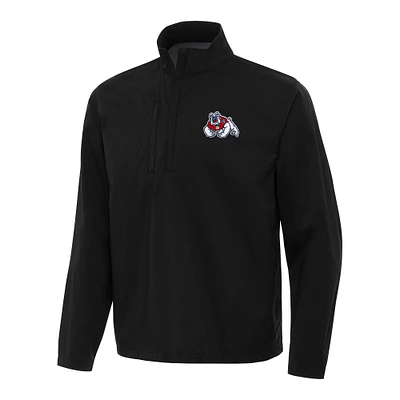 Men's Antigua Black Fresno State Bulldogs Brisk Quarter-Zip Windbreaker