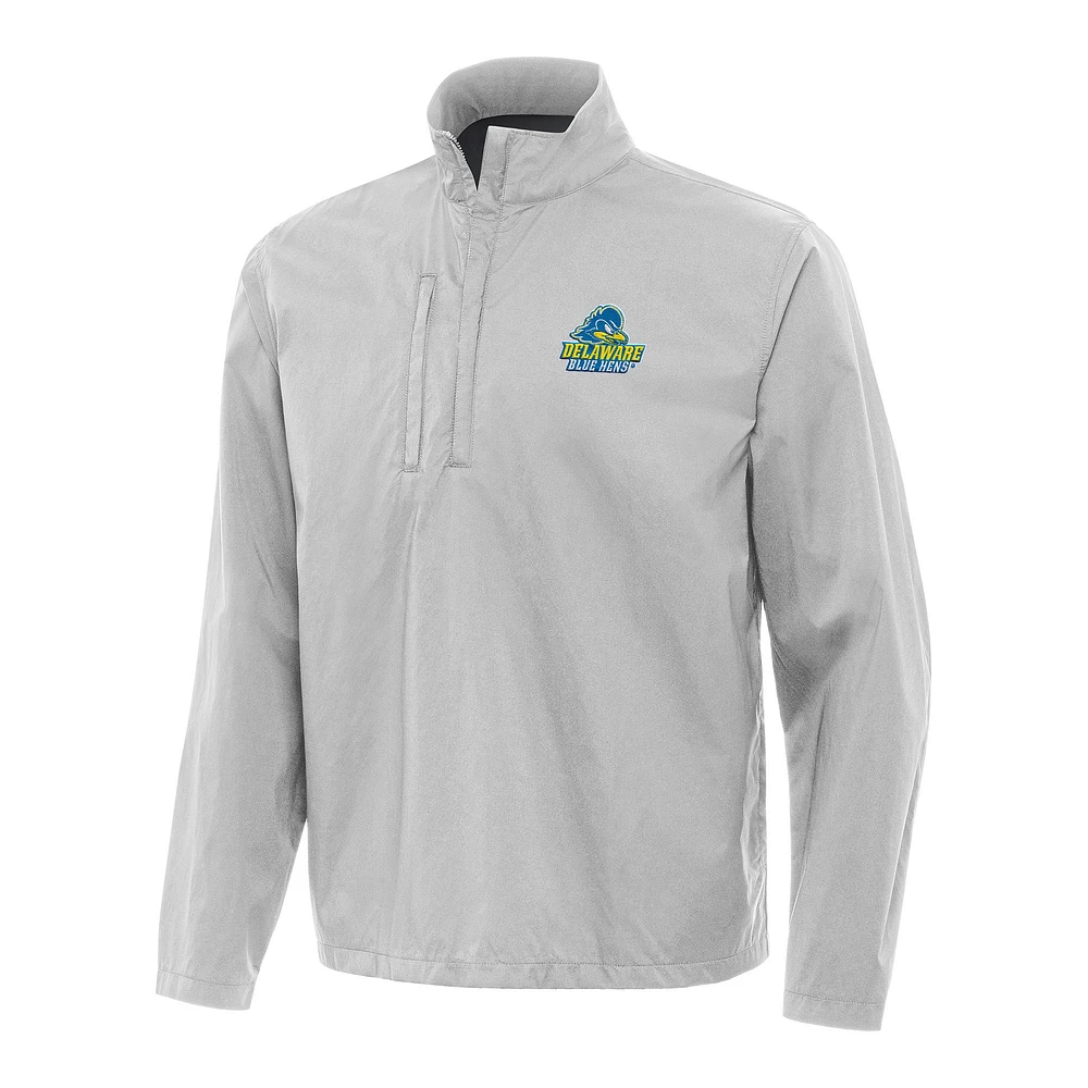 Men's Antigua Heather Gray Delaware Fightin' Blue Hens Brisk Quarter-Zip Windbreaker