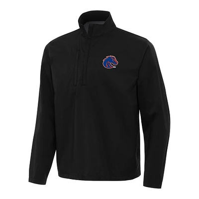 Men's Antigua Black Boise State Broncos Brisk Quarter-Zip Windbreaker