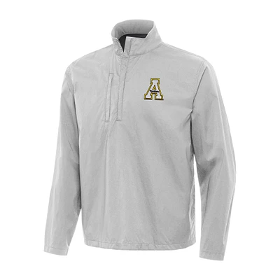 Men's Antigua Heather Gray Appalachian State Mountaineers Brisk Quarter-Zip Windbreaker
