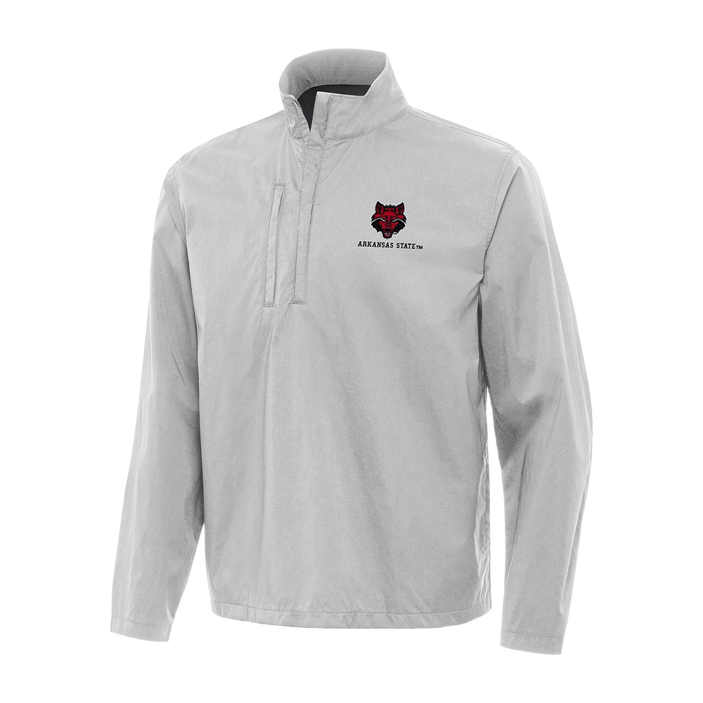 Men's Antigua Gray Arkansas State Red Wolves Brisk Quarter-Zip Jacket