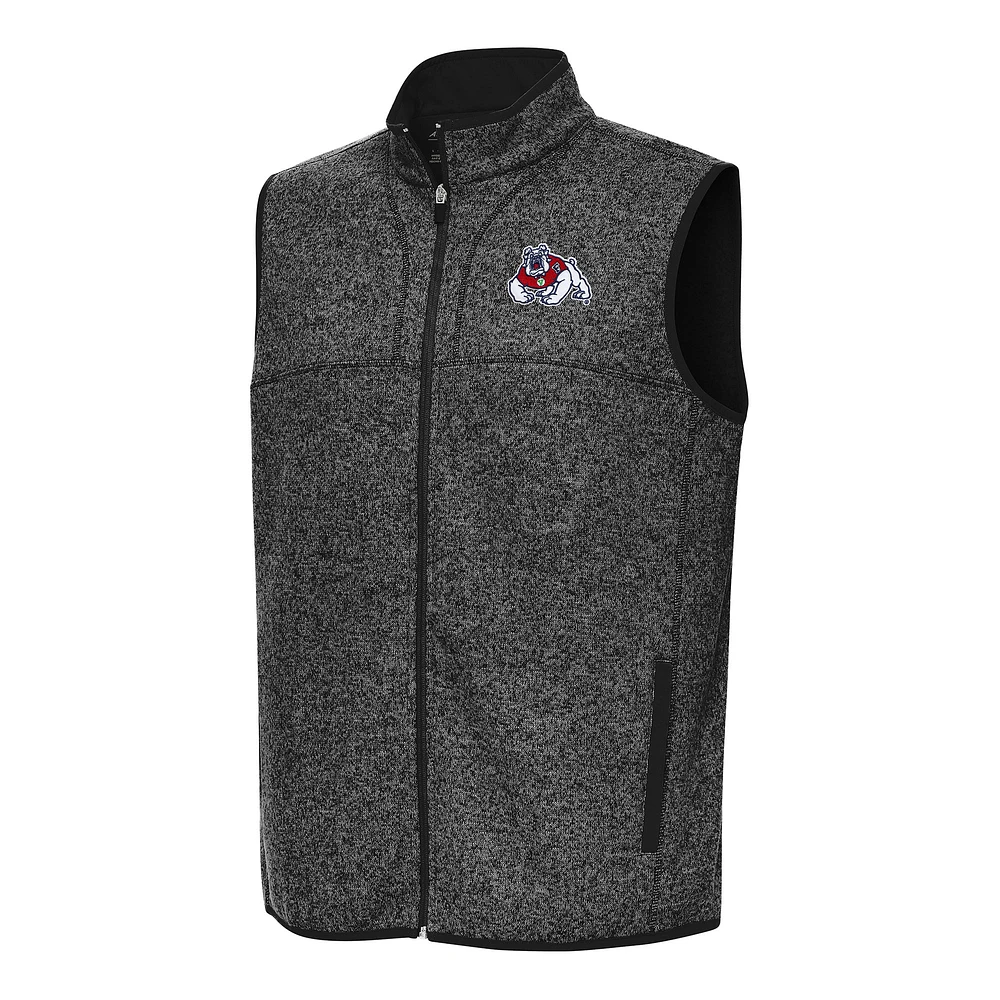 Men's Antigua Heather Fresno State Bulldogs Fortune Full-Zip Vest