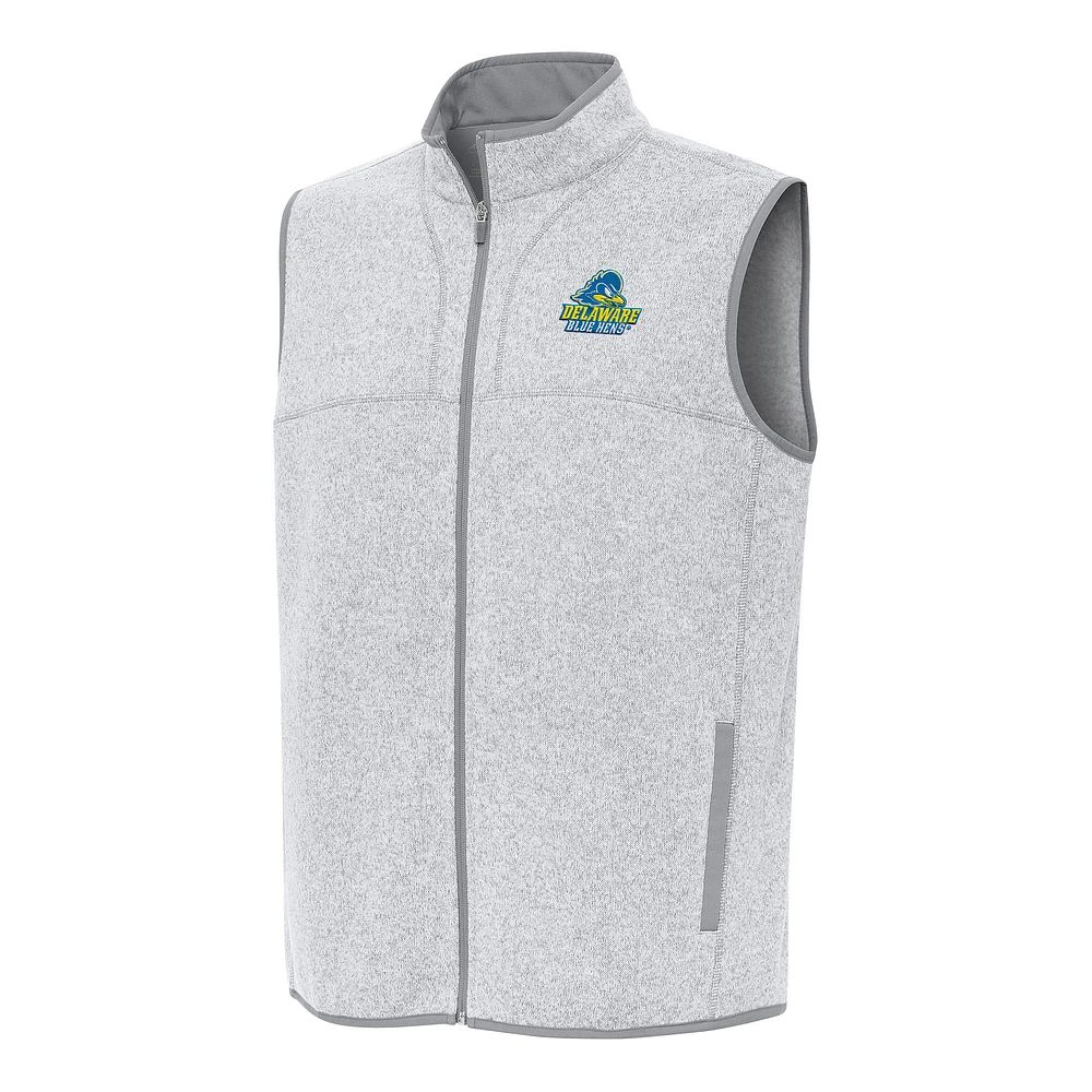 Men's Antigua Heather Gray Delaware Fightin' Blue Hens Fortune Full-Zip Vest