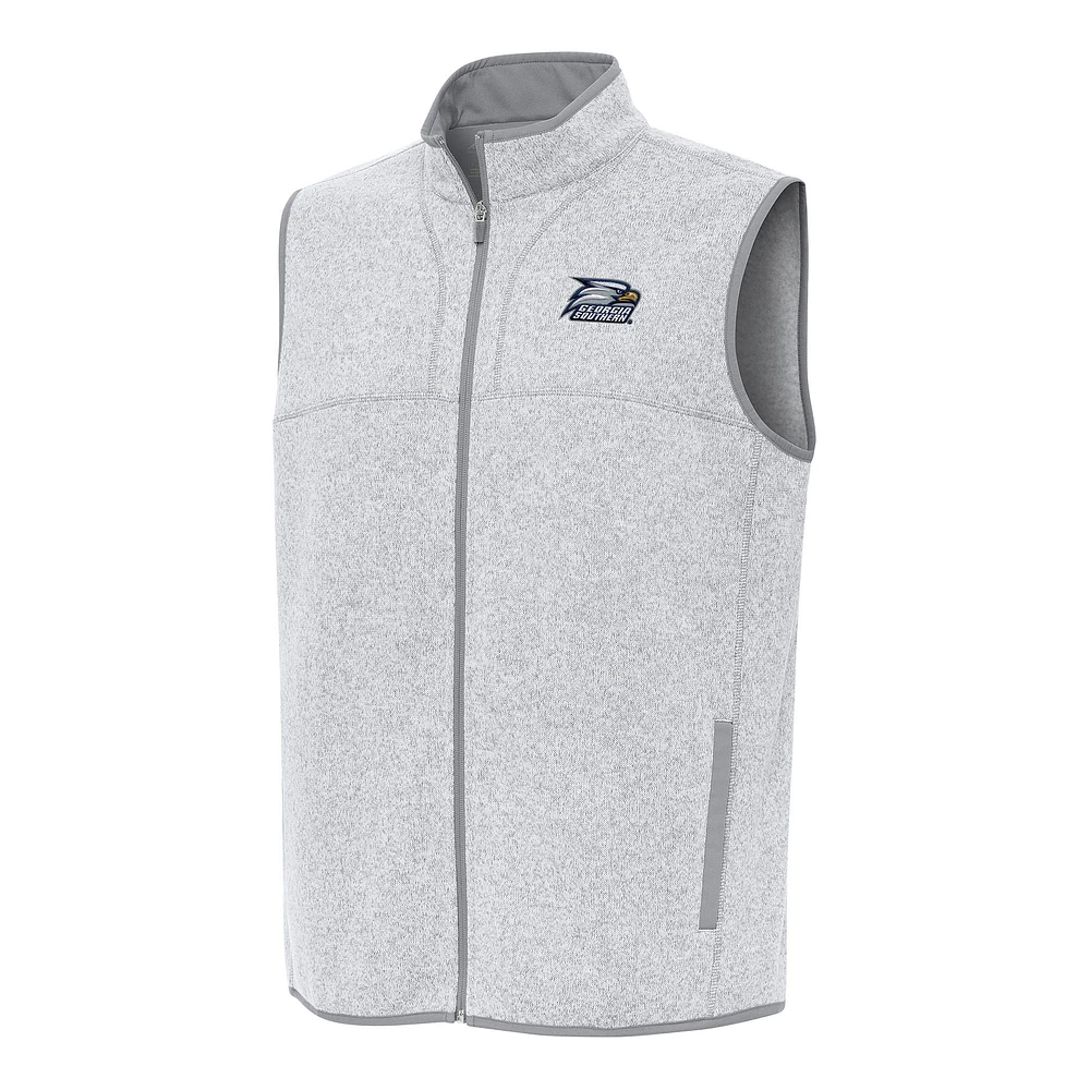 Men's Antigua Heather Gray Georgia Southern Eagles Fortune Full-Zip Vest