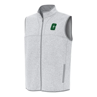 Men's Antigua Heather Gray Charlotte 49ers Fortune Full-Zip Vest