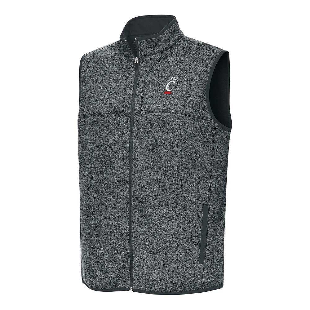 Men's Antigua Heather Charcoal Cincinnati Bearcats Fortune Full-Zip Vest