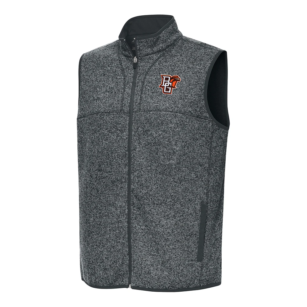 Men's Antigua Heather Charcoal Bowling Green St. Falcons Fortune Full-Zip Vest