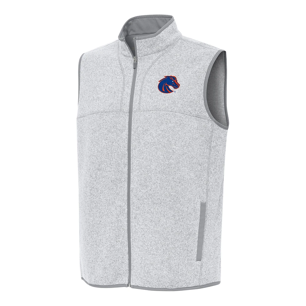 Men's Antigua Heather Gray Boise State Broncos Fortune Full-Zip Vest