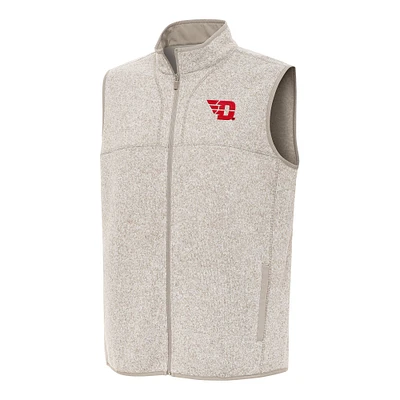 Men's Antigua Heather Oatmeal Dayton Flyers Fortune Full-Zip Vest