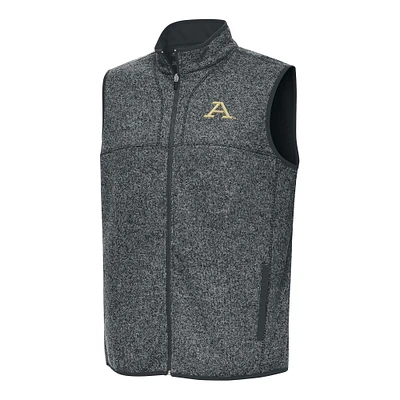 Men's Antigua Heather Charcoal Akron Zips Fortune Full-Zip Vest