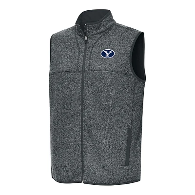 Men's Antigua Heather Charcoal BYU Cougars Fortune Full-Zip Vest