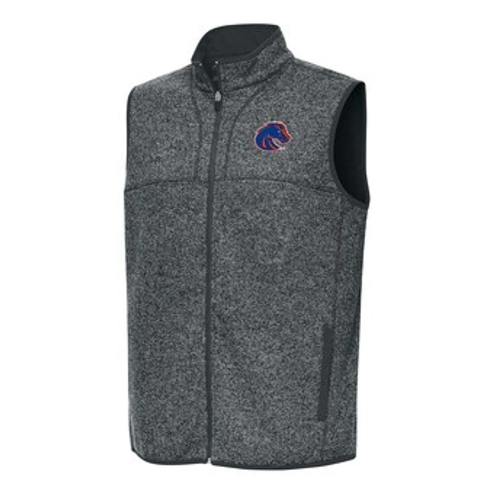 Men's Antigua Heather Charcoal Boise State Broncos Fortune Full-Zip Vest