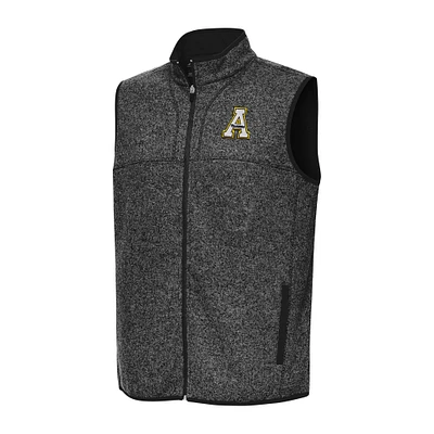 Men's Antigua Heather Black Appalachian State Mountaineers Fortune Full-Zip Vest