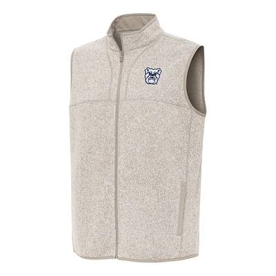 Men's Antigua Heather Oatmeal Butler Bulldogs Fortune Full-Zip Vest