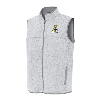 Men's Antigua Heather Gray Appalachian State Mountaineers Fortune Full-Zip Vest