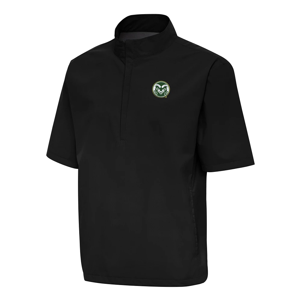 Men's Antigua Black Colorado State Rams Brisk Quarter-Zip Windbreaker
