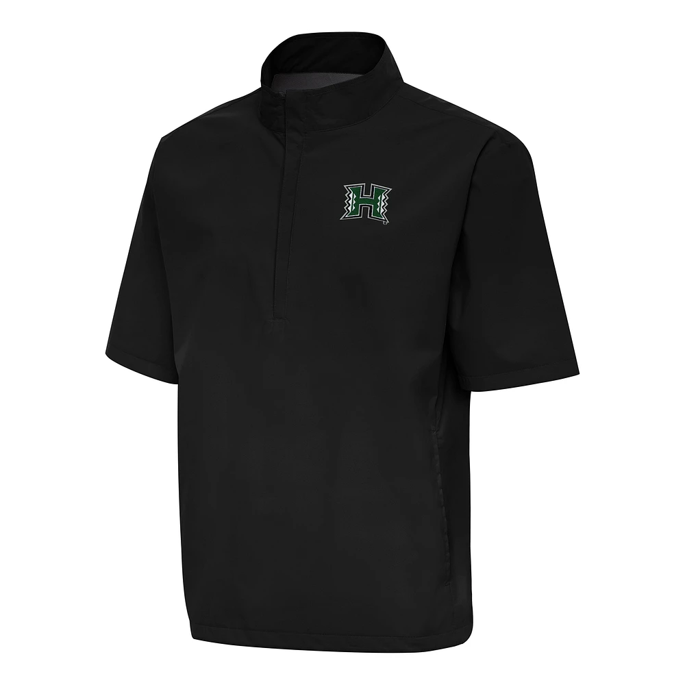 Men's Antigua Black Hawaii Rainbow Warriors Brisk Quarter-Zip Windbreaker