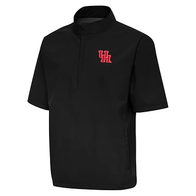 Men's Antigua Black Houston Cougars Brisk Quarter-Zip Windbreaker