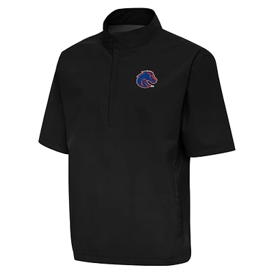 Men's Antigua Black Boise State Broncos Brisk Quarter-Zip Windbreaker