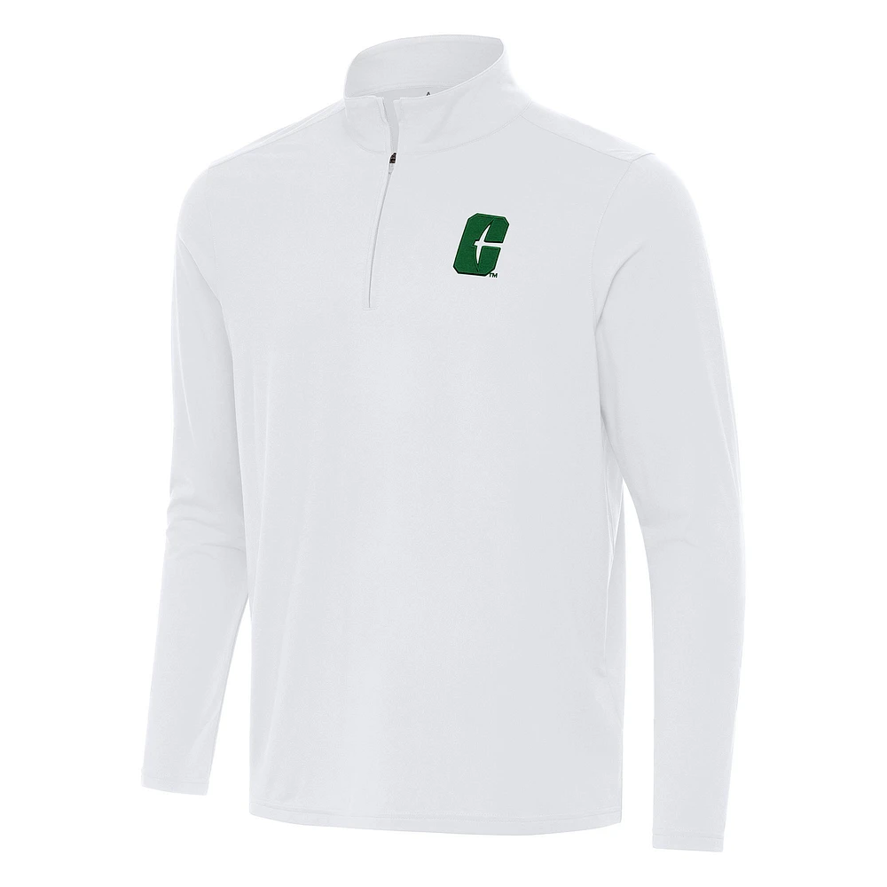 Men's Antigua White Charlotte 49ers Intent Quarter-Zip Top