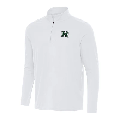 Men's Antigua White Hawaii Rainbow Warriors Intent Quarter-Zip Top