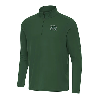 Men's Antigua Green Hawaii Rainbow Warriors Intent Quarter-Zip Top