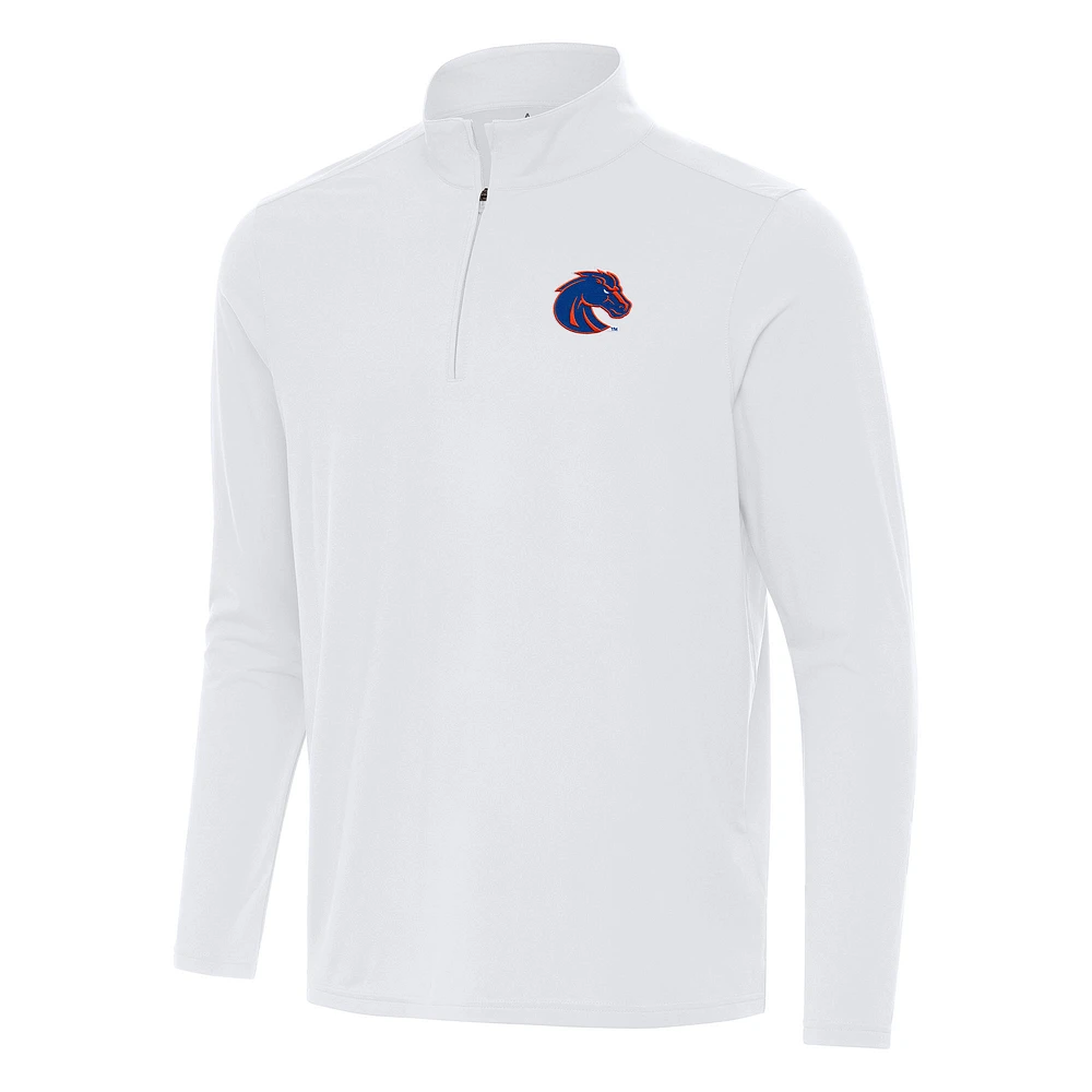 Men's Antigua White Boise State Broncos Intent Quarter-Zip Top