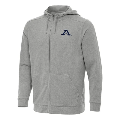 Men's Antigua Heather Gray Akron Zips Effortless Full-Zip Hoodie Jacket