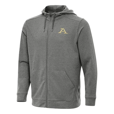 Men's Antigua Heather Charcoal Akron Zips Effortless Full-Zip Hoodie Jacket
