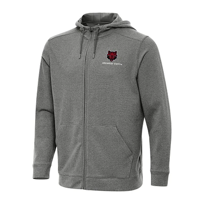 Men's Antigua Heather Charcoal Arkansas State Red Wolves Effortless Full-Zip Hoodie Jacket
