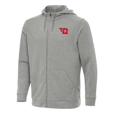 Men's Antigua Heather Dayton Flyers Effortless Full-Zip Hoodie Jacket