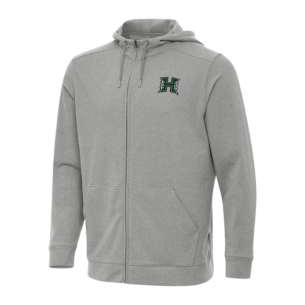 Men's Antigua Heather Hawaii Rainbow Warriors Effortless Full-Zip Hoodie Jacket