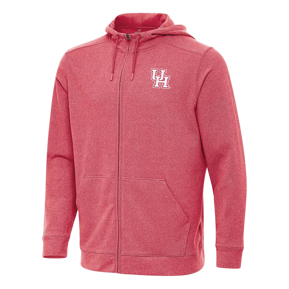 Men's Antigua Heather Red Houston Cougars Effortless Full-Zip Hoodie Jacket