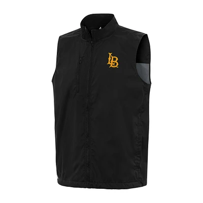 Men's Antigua Black Cal State Long Beach The Brisk Full-Zip Vest