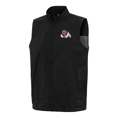 Men's Antigua Black Fresno State Bulldogs Brisk Full-Zip Vest