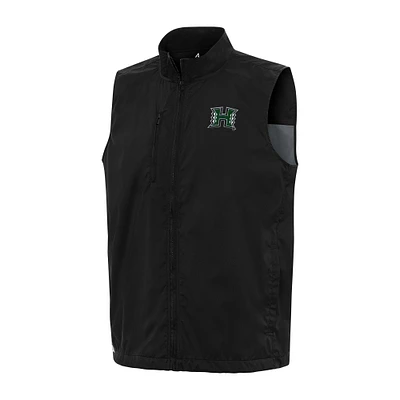 Men's Antigua Black Hawaii Rainbow Warriors Brisk Full-Zip Vest